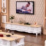 白色描金奢华欧式新古典电视柜地柜实木橡木雕花客厅后现代家具