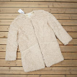 外贸原单西班牙品牌冬装宽松休闲款羊羔绒中长款时尚简约棉衣外套