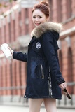 2015冬季中长款直筒外套加厚预售连帽女装冬装通勤棉服拉链棉衣