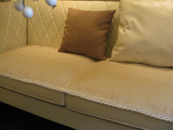 沙发垫布艺 简约时尚防滑沙发坐垫沙发巾 纯色米黄色