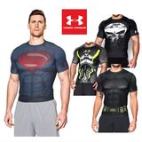 正品代购UA安德玛男子短袖运动紧身衣速干英雄蝙蝠侠超人健身t恤