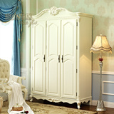 豪庭斯堡19022 欧式衣柜白色三门衣橱 实木大衣柜象牙白烤漆家具