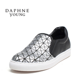 Daphne/达芙妮菱形图纹休闲平底乐福鞋舒适套脚女单鞋1516404036