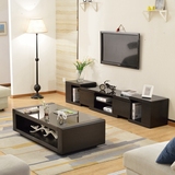 客厅家具2016款钢化玻璃电视机柜时尚简约现代伸缩电视柜茶几组合