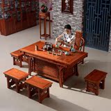 茶桌椅组合实木仿古中式功夫茶桌南榆木将军茶台茶楼会所茶艺桌