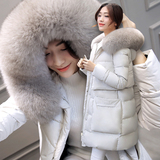 2015冬装新款韩版女装 大码加厚超大狐狸毛领中长款羽绒服女外套