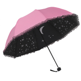 海风湾 创意星空黑胶太阳伞韩国公主蕾丝边折叠晴雨伞女防晒雨伞