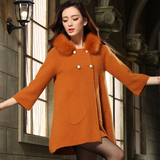 2015新品上市冬貂绒外套女装韩版中长款羊绒呢子大衣宽松大衣包邮