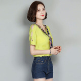2016夏季女雪纺衬衫韩版短袖上衣中青年少妇30-35-40岁女装潮衣服