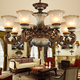 欧式吊灯 古典彩绘雕刻树脂客厅灯 复古高档奢华餐厅卧室灯具8145