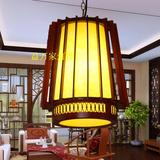 新中式小吊灯创意羊皮灯笼客厅餐厅走廊过道玄关木艺工程单头吊灯
