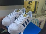 Adidas/三叶草男鞋 Superstar 蓝白金标贝壳头女鞋 板鞋 S74944