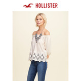 Hollister 2016春装新款一字肩露肩田园风上衣 女 112782