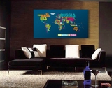 世界地图英文版遮挡电表箱装饰画办公室会议室客厅墙壁挂画无框画