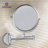 伯盾 美容镜 浴室化妆镜 伸缩墙壁式双面镜 8英寸 太空铝美容镜
