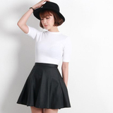 2015夏装新款 韩国小半高领纯色基本款中袖T恤打底衫内搭女黑白灰