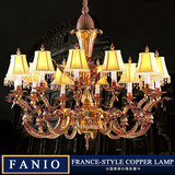 FANIO小法式全铜陶瓷吊灯奢华欧式简欧吊灯法式别墅客厅铜吊灯具