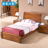 现代中式家具简约纯实木床老榆木床1.2米1.5米1.8米高箱床储物床
