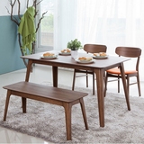 北欧实木餐桌椅组合 简约韩式小户型宜家长方形胡桃木纹饭桌餐台