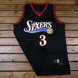 NBA经典复古 76人队3号 常规版 艾佛森 艾弗森 球衣 篮球服 黑