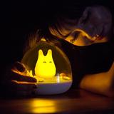 创意LED触碰式小夜灯精灵龙猫床头灯拍拍震动感应触摸式充电USB灯