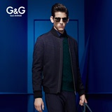 G＆G男装秋冬男士夹克外套阿玛尼印花短款jacket修身韩版商务休闲