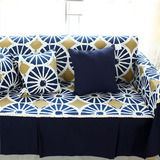 美式乡村蓝色夏天沙发垫布艺沙发巾棉沙发盖布四季沙发套沙发罩莶