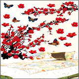中国风3D立体梅花墙贴纸卧室床头贴超大花卉客厅电视背景装饰贴画