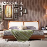A家家具 现代中式白色双人床1.5M1.8米板式婚床实木床储物高箱床