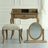 欧式复古原创意实木质小户型 高档橡木梳妆台化妆带凳镜 白桌其他