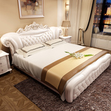 床双人床1.8米婚床太子床班菲 皮床高档欧式床法式床实木雕花真皮