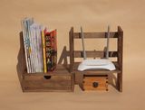 特价桌上实木小书架创意伸缩桌面简易书柜复古办公置物收纳架包邮