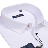 Bosideng/波司登衬衫 男士短袖纯色白色暗斜条纹商务休闲半袖衬衣