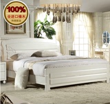 实木床 白色1.8米1.5米橡木床婚床双人床气压高箱床储物床南宁实