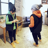 小大人2015冬新款童装韩版男童羊羔毛马夹儿童宝宝加绒加厚马甲潮