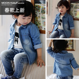宝宝牛仔衬衫韩版女男童春装2016长袖外套婴儿童装衬衣0-1-2-3岁