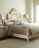 欧式简约实木双人床美式新古典后现代实木雕刻卧室双人床 床头柜