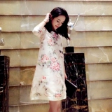 改良旗袍2016新款夏季宽松中国风印花水墨修身气质连衣裙显瘦女装