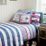 高档英伦地中海风格蓝白条纹 全棉床单床上用品三四件套儿童学生
