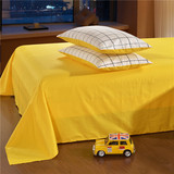 高密度纯棉床单金黄嫩黄鵝黄 纯色全棉斜纹被单 单/双人加大2米床