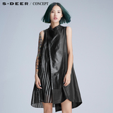 sdeer圣迪奥专柜正品肌理折痕挺括压褶连衣裙S16281260