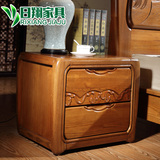 日翔 现代中式实木榆木床头柜 卧室储物床边桌 二斗柜家具