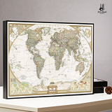 画客厅卧室中国地图云图复古世界地图装饰画 沙发挂图办公室壁