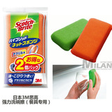 日本代购 日本原装3M思高强力洗碗擦 餐具专用海绵刷 百洁布 2枚