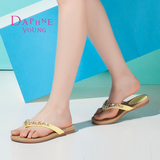 Daphne/达芙妮2016夏季新款 时装水钻编织底套趾女凉鞋1516303050