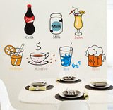 可移除墙贴 可乐杯子 创意卡通橱柜厨房装饰冰箱餐厅墙壁贴纸贴画