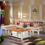 木艺家现代简约新中式实木转角沙发客厅家具简约布艺贵妃组合组装