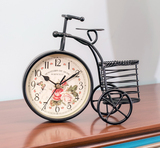欧式静音台钟座钟 创意三轮车钟表摆件 个性桌面小坐钟 学生礼物