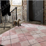 时尚简约粉色条纹地毯客厅茶几沙发地毯卧室床边床尾腈纶地毯定制