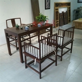 新中式免漆老榆木书桌办公桌实木书法桌写字台禅意茶桌书房家具